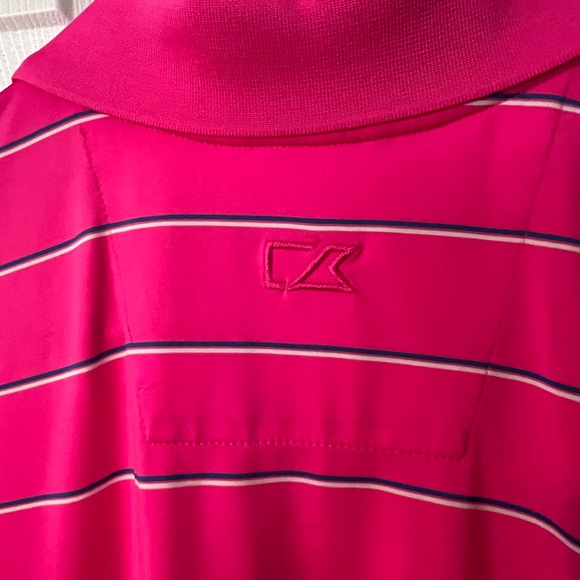 Cutter & Buck Bright Pink Polo with White Stripes - Picture 4 of 4